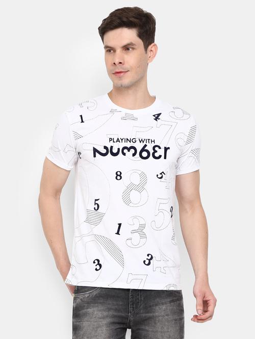 white front printed casual t-shirt - 20800367 - Very Small Image - 1