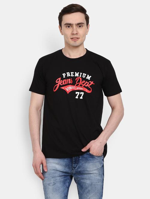 men round neck chest printed t-shirt - 20800606 - Very Small Image - 1