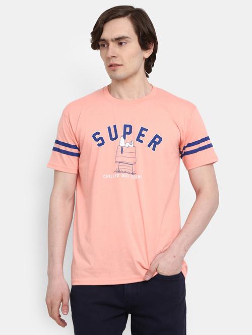 men round neck front printed t-shirt - 20800611 - Very Small Image - 1