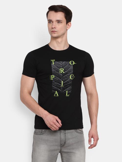 men round neck front printed t-shirt - 20800711 - Very Small Image - 1
