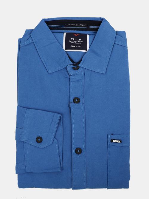 blue cotton casual shirt - 20803364 - Very Small Image - 1