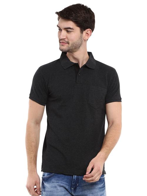 anthra melange poly cotton tshirt - 20803579 - Very Small Image - 1