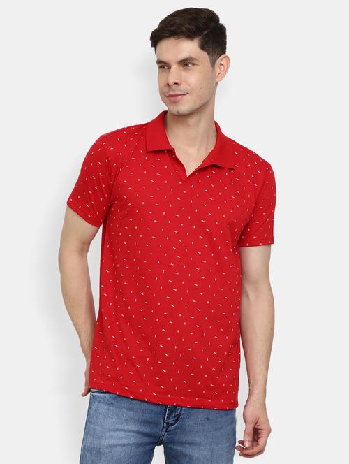 men front print cotton short sleeve polo t-shirt - 20803887 - Very Small Image - 1