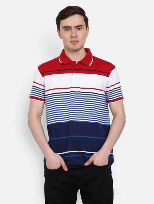 multi coloured striped printed polo t-shirt - 20804118 - Very Small Image - 1
