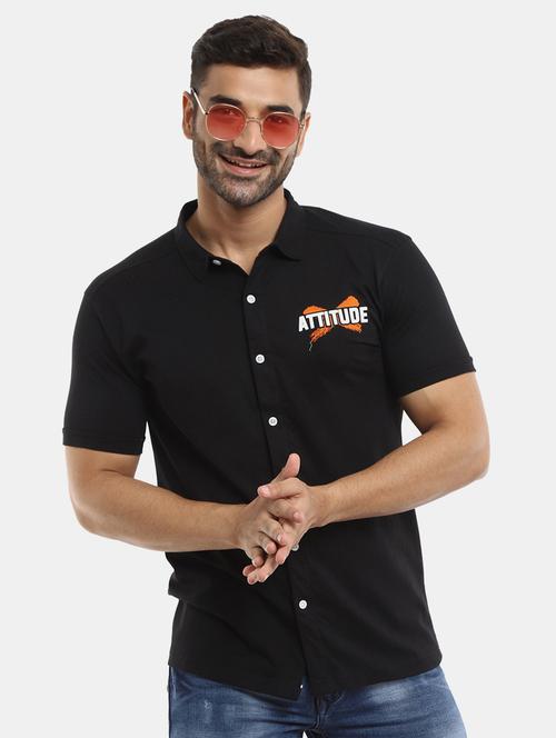 men short sleeved typographic printed casual shirt - 20804247 - Very Small Image - 1