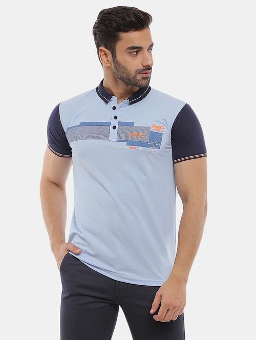 light blue chest printed polo t-shirt - 20804255 - Very Small Image - 1