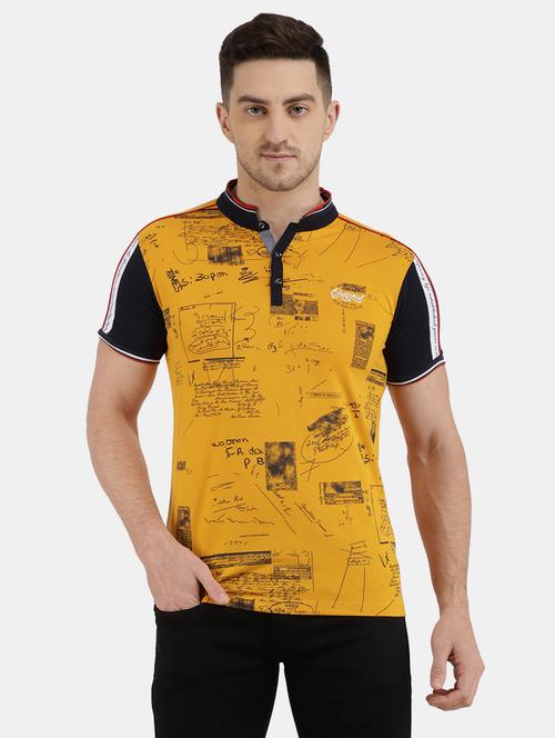 men mandarin neck printed t-shirt - 20804410 - Very Small Image - 1