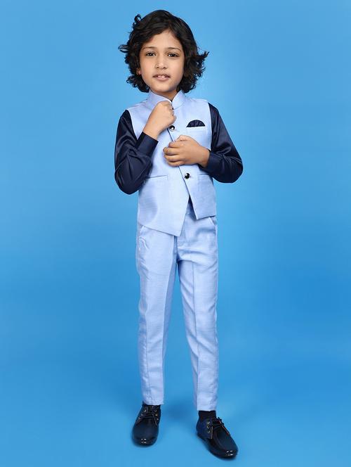 blue cotton suit set jackets & coat - 20806459 - Very Small Image - 1
