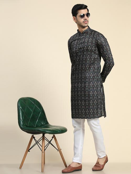 black silk blend kurta - 20806784 - Very Small Image - 1