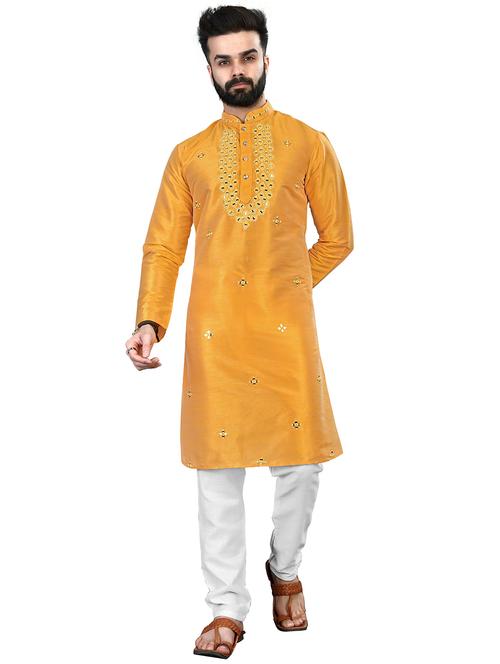 mustard embroidered long sleeve kurta - 20806801 - Very Small Image - 1