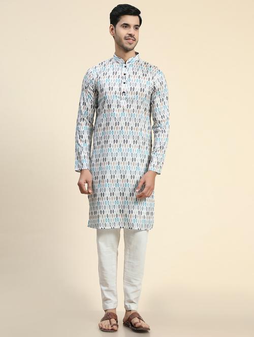 men printed cotton long kurta - 20806854 - Very Small Image - 1