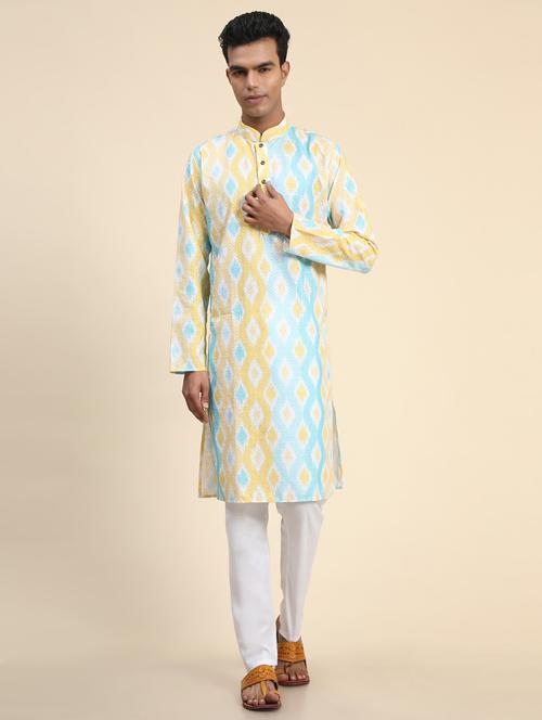 ikat silk blend kurta - 20806866 - Very Small Image - 1
