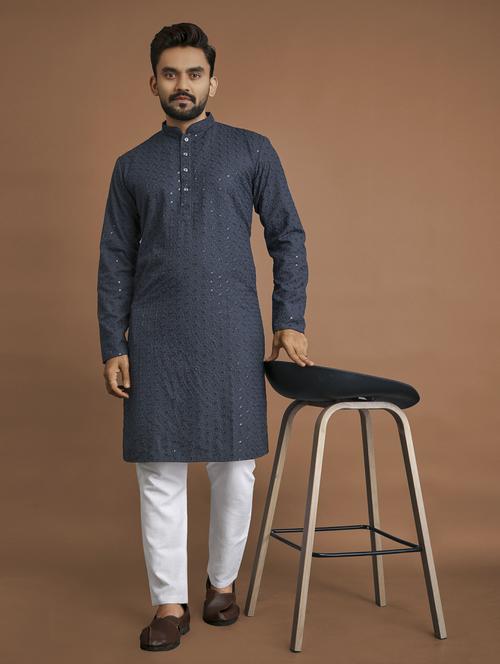 men embroidered long sleeve kurta - 20806881 - Very Small Image - 1