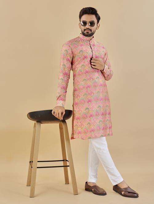 pink embroidered long sleeve kurta - 20806910 - Very Small Image - 1