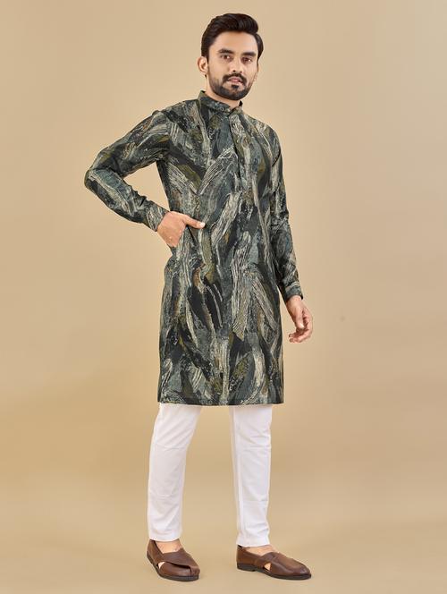 multi colored mandarin neck long kurta - 20806949 - Very Small Image - 1