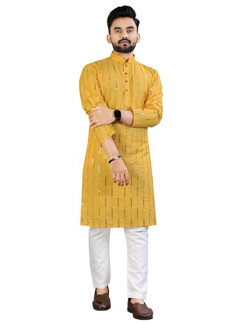 mustard rayon long kurta - 20807100 - Very Small Image - 1