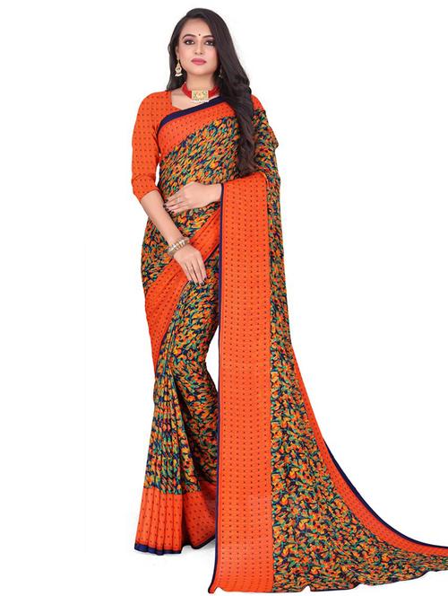 women multi color floral printed saree with blouse - 20809941 - Very Small Image - 1