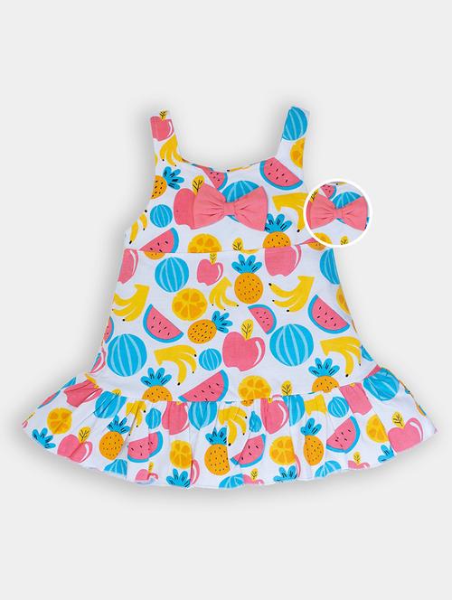kids white printed detailed frock - 20810033 - Very Small Image - 1