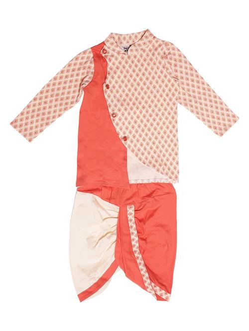 orange cotton blend kurta set - 20810050 - Very Small Image - 1