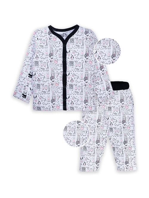 white printed cotton blend pyjama set nightwear - 20810071 - Very Small Image - 1