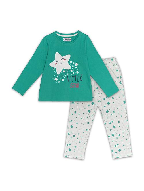 kids green printed top & pajama set - 20810088 - Very Small Image - 1