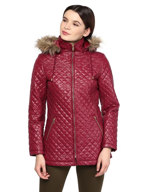 maroon polyester quilted jacket - 20810349 - Very Small Image - 1