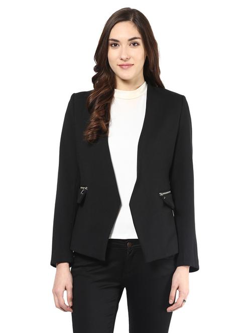 women black solid full sleeve regular jacket - 20810350 - Very Small Image - 1