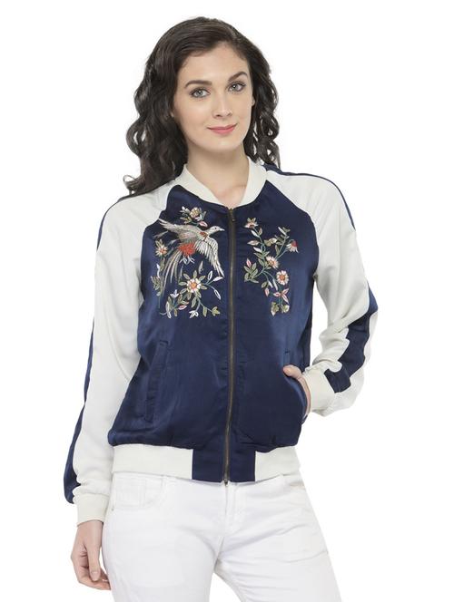navy blue acrylic bomber jacket - 20810379 - Very Small Image - 1
