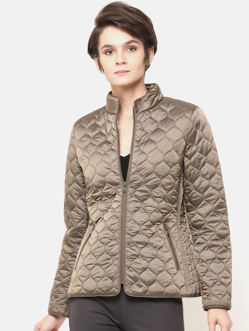 women brown solid full sleeve padded jacket - 20810441 - Very Small Image - 1