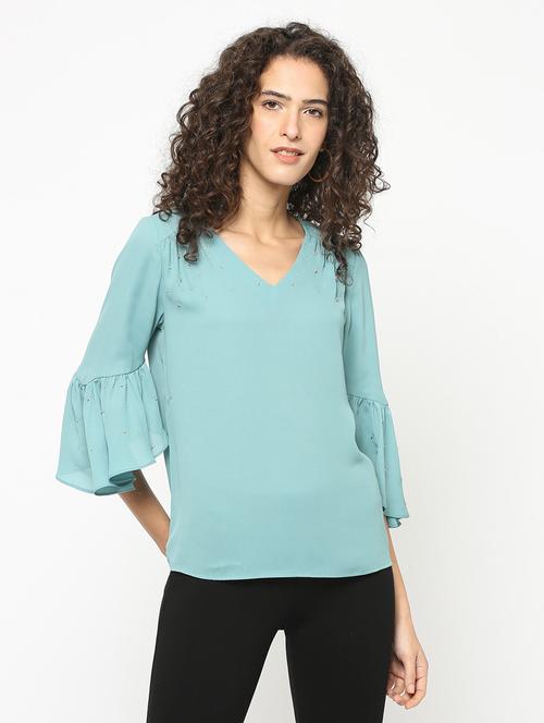 women light blue solid regular top - 20810644 - Very Small Image - 1