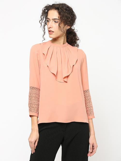 orange neck detailed regular top - 20810646 - Very Small Image - 1