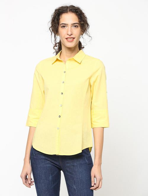 women yellow solid shirt top - 20810647 - Very Small Image - 1