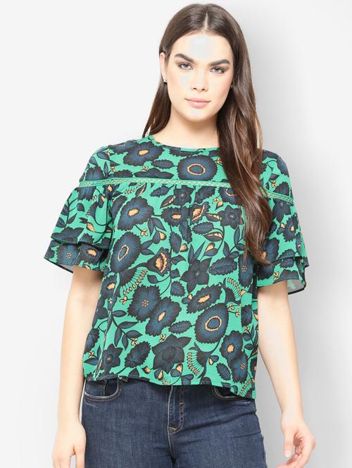 green floral printed regular top - 20810663 - Very Small Image - 1