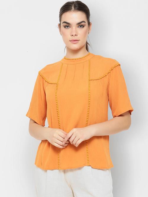 women orange self-designed regular top - 20810681 - Very Small Image - 1