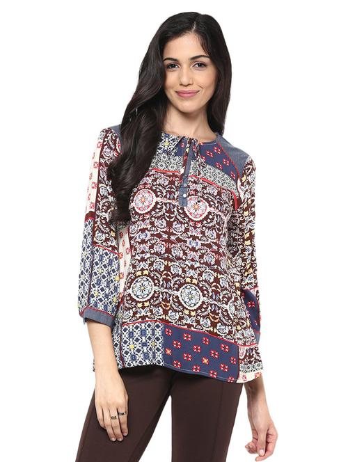 women multicolor printed regular top - 20810704 - Very Small Image - 1