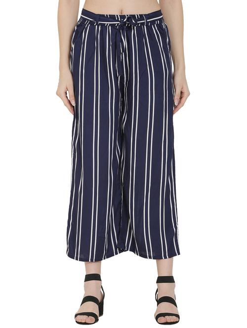 navy blue cotton blend trousers - 20811012 - Very Small Image - 1
