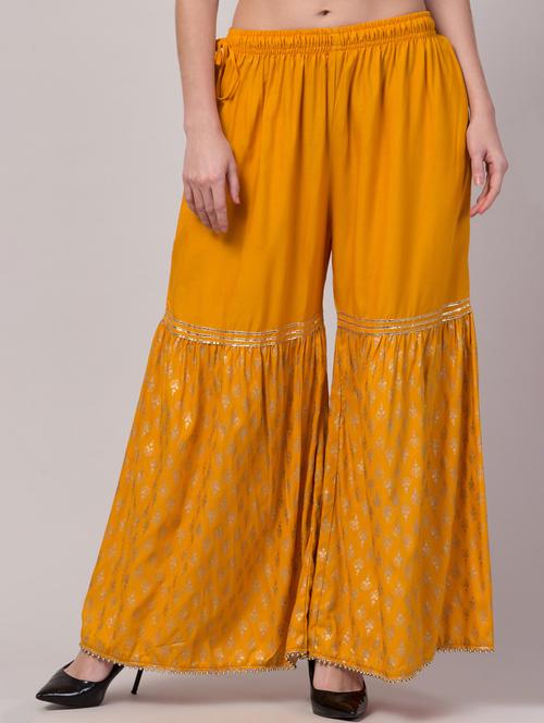 yellow foil printed sharara - 20811039 - Very Small Image - 1