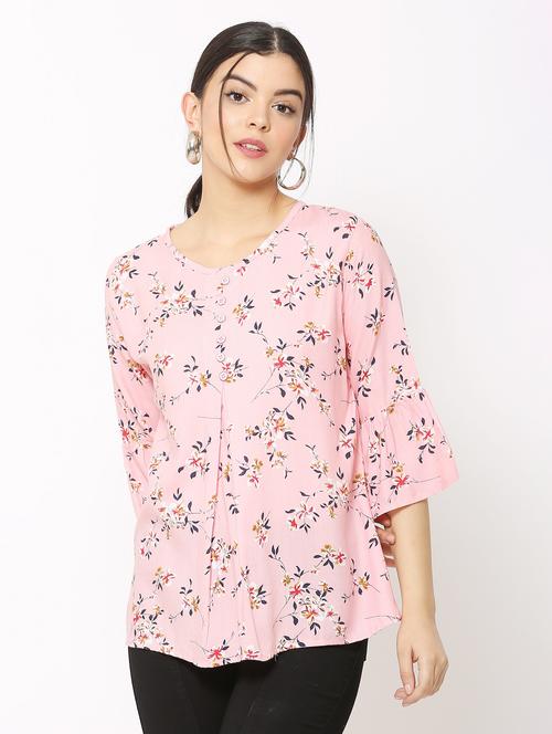 pink floral printed detailed regular top - 20811272 - Very Small Image - 1