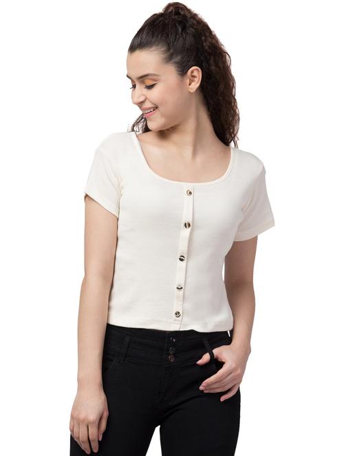 solid white crop top - 20811346 - Very Small Image - 1
