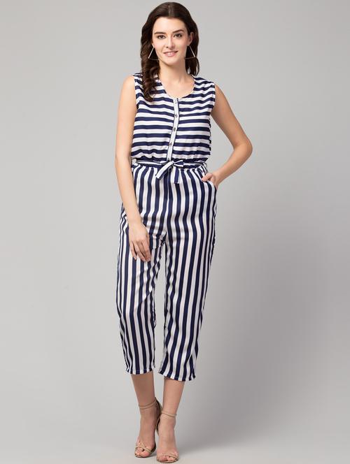 women striped sleeveless full leg jumpsuit - 20811577 - Very Small Image - 1