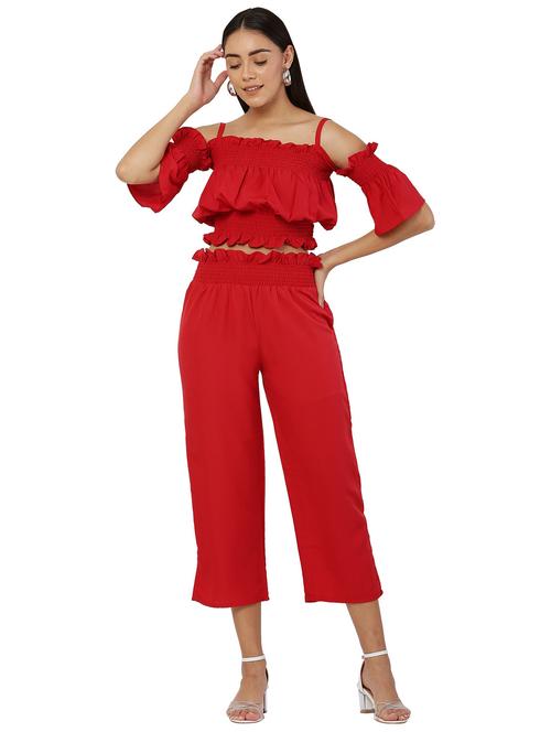 women red solid co-ord set - 20811583 - Very Small Image - 1