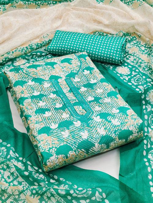 turquoise printed unstitched suit set - 20811705 - Very Small Image - 1