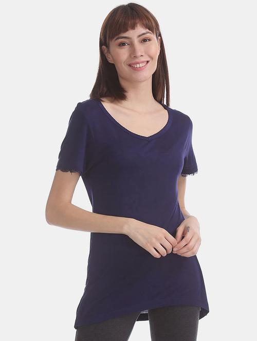 women solid lace detailed top - 20811895 - Very Small Image - 1