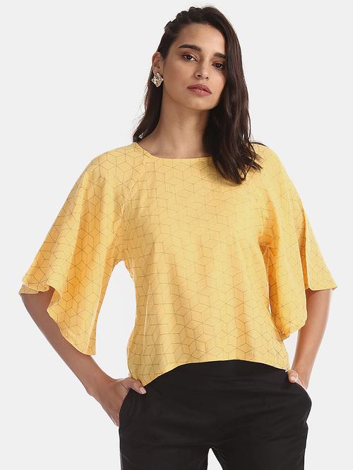 yellow self design printed detailed top - 20811924 - Very Small Image - 1