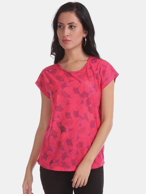 pink floral printed detailed regular top - 20811945 - Very Small Image - 1