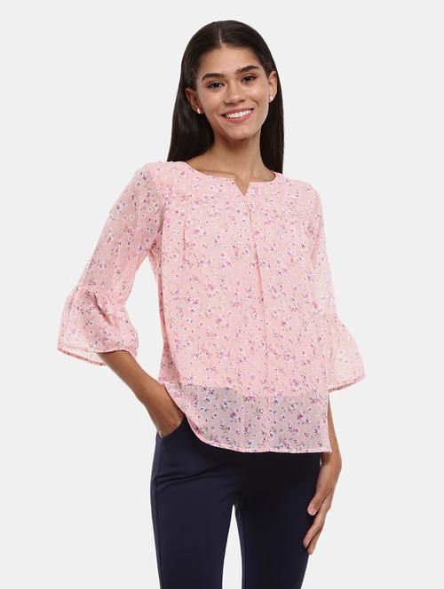 women pink floral printed regular top - 20812090 - Very Small Image - 1