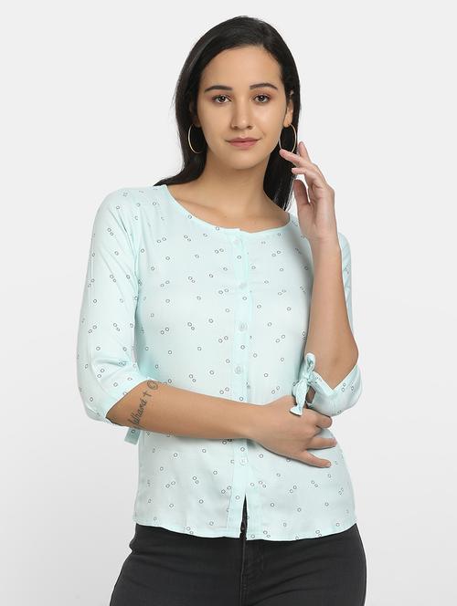 light blue printed shirt style top - 20812110 - Very Small Image - 1