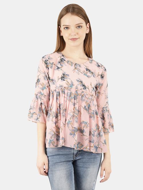 pink floral printed detailed top - 20812119 - Very Small Image - 1