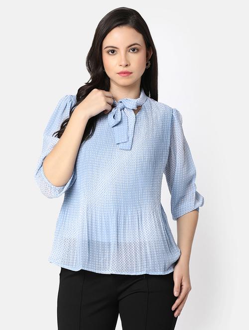 women printed tiue knot aline top - 20812204 - Very Small Image - 1