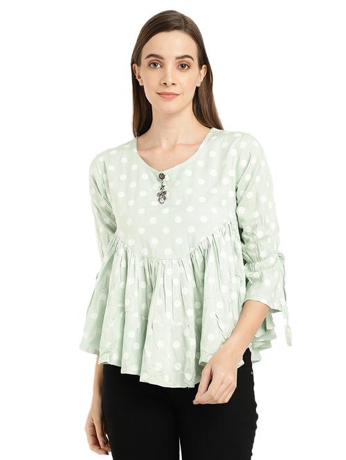 women polka doted peplum top - 20812205 - Very Small Image - 1